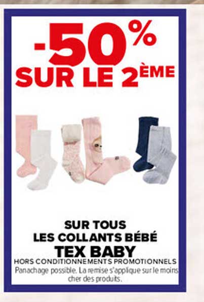 -50% SUR LE 2ÈME SUR TOUS LES COLLANTS BÉBÉ TEX BABY