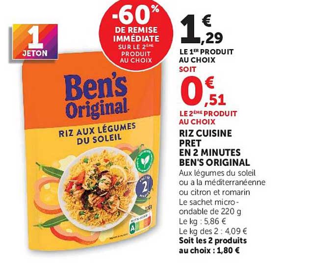 -60% de remise immédiate sur le 2ème produit au choix