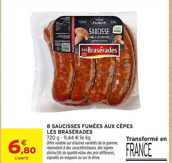 8 SAUCISSES FUMÉES AUX CÈPES LES BRASÉRADES