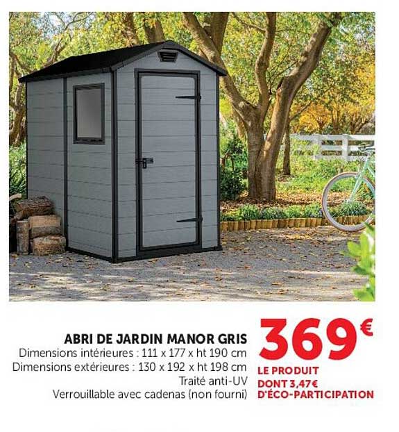 ABRI DE JARDIN MANOR GRIS