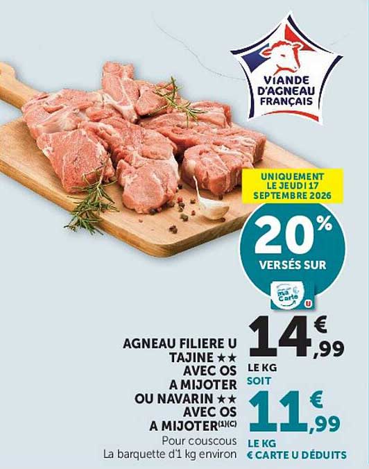 AGNEAU FILIERE U TAJINE ** AVEC OS A MIJOTER OU NAVARIN ** AVEC OS A MIJOTER (1)(C)