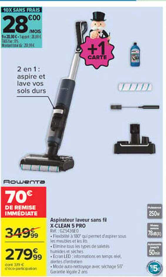 Aspirateur laveur sans fil X-CLEAN 5 PRO