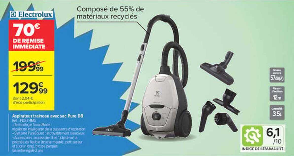 Aspirateur traineau avec sac Pure D8