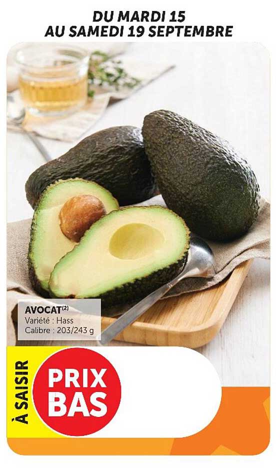AVOCAT(2) Variété : Hass Calibre : 203/243 g