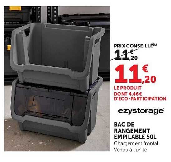 BAC DE RANGEMENT EMPILABLE 50L
