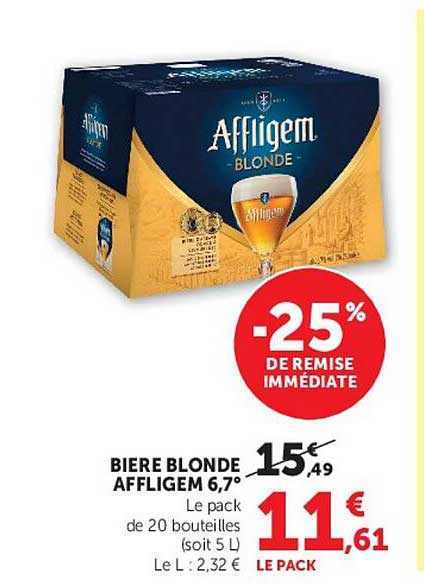 BIERE BLONDE AFFLIGEM 6,7° Le pack de 20 bouteilles (soit 5 L)