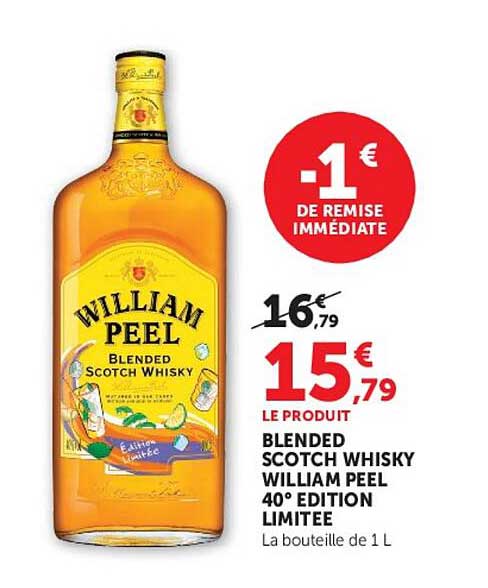 BLENDED SCOTCH WHISKY WILLIAM PEEL 40° EDITION LIMITEE