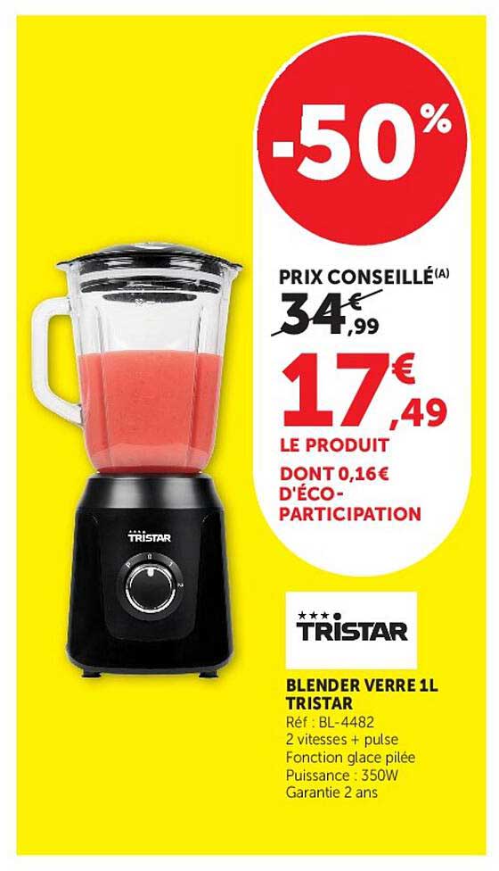 BLENDER VERRE 1L TRISTAR