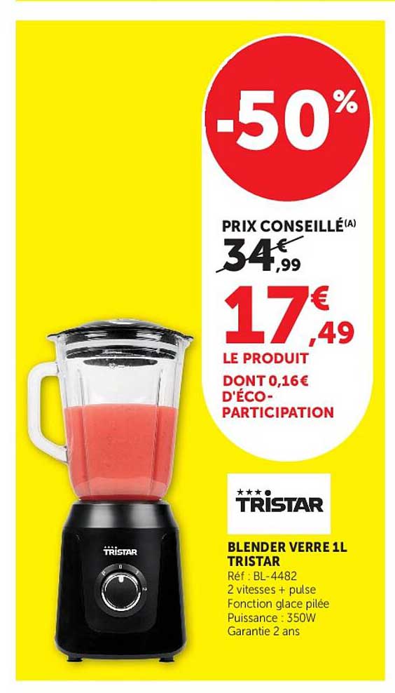 BLENDER VERRE 1L TRISTAR