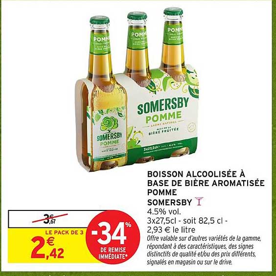 BOISSON ALCOOLISÉE À BASE DE BIÈRE AROMATISÉE POMME SOMERSBY