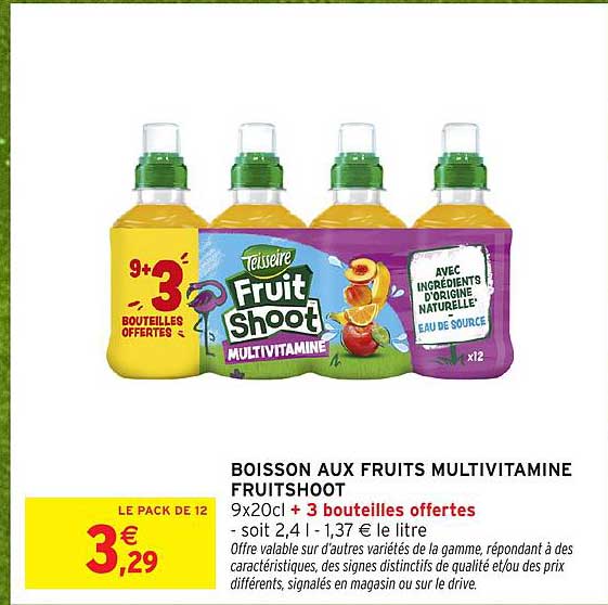 BOISSON AUX FRUITS MULTIVITAMINE FRUITSHOOT