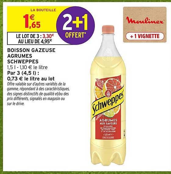 BOISSON GAZEUSE AGRUMES SCHWEPPES