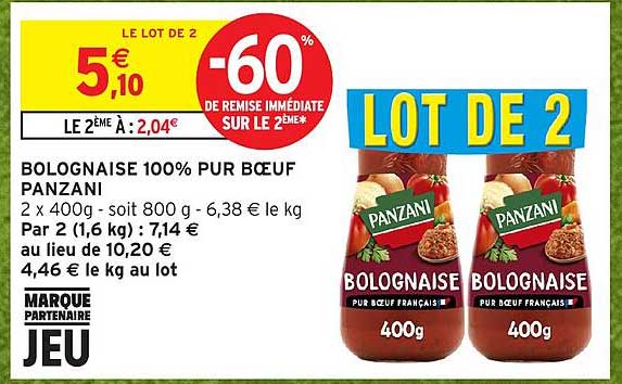BOLOGNAISE 100% PUR BŒUF PANZANI