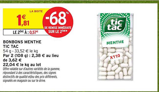 BONBONS MENTHE TIC TAC