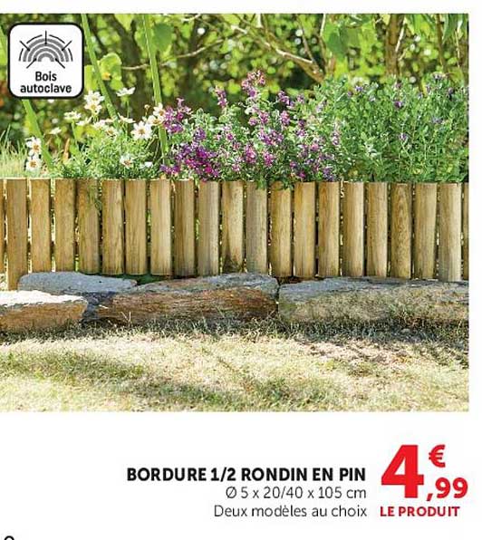 BORDURE 1/2 RONDIN EN PIN