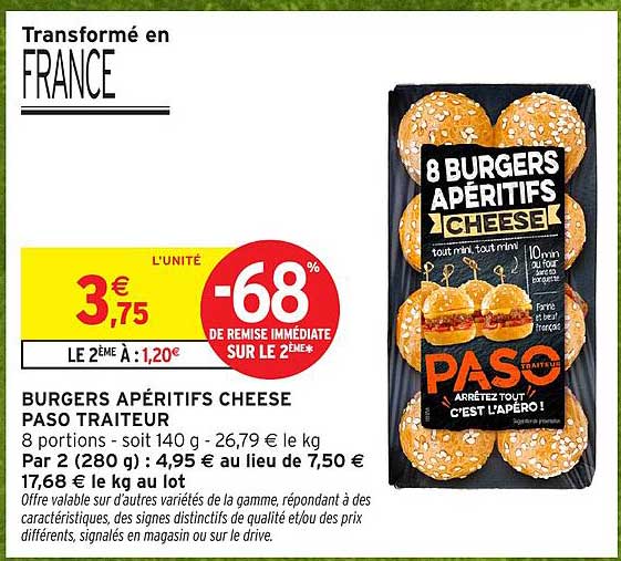 BURGERS APERITIFS CHEESE PASO TRAITEUR