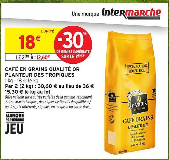 CAFÉ EN GRAINS QUALITÉ OR PLANTEUR DES TROPIQUES