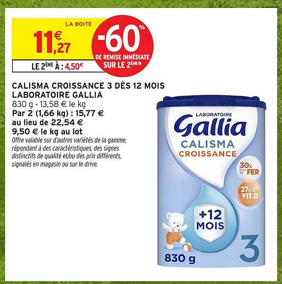 CALISMA CROISSANCE 3 DÈS 12 MOIS LABORATOIRE GALLIA
