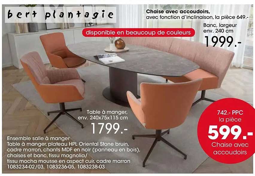 Chaise avec accoudoirs, avec fonction d'inclinaison, la pièce