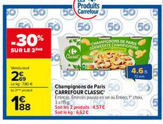 Champignons de Paris CARREFOUR CLASSIC'