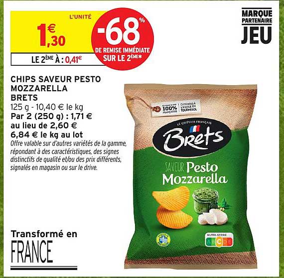 CHIPS SAVEUR PESTO MOZZARELLA BRETS