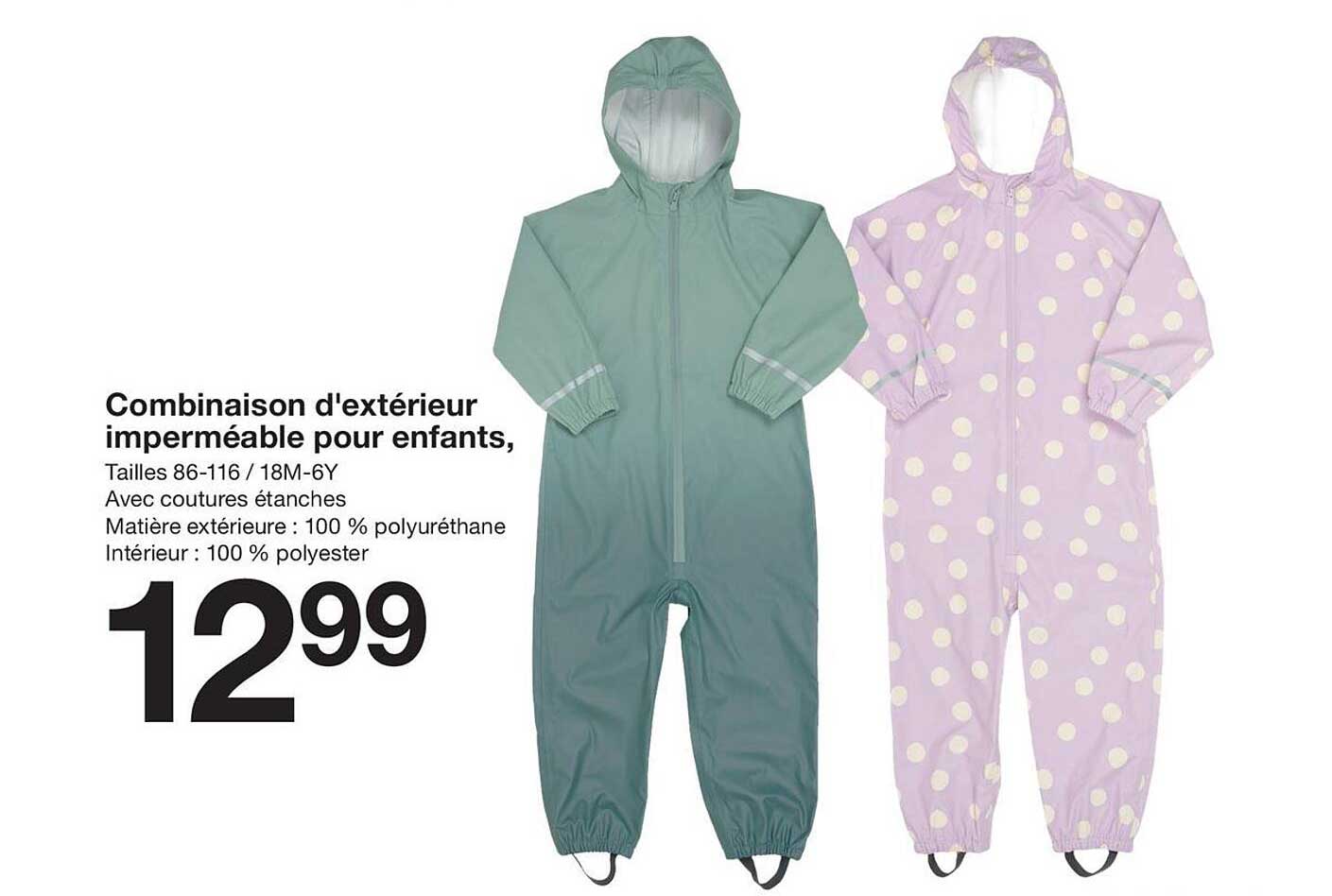Combinaison d'extérieur imperméable pour enfants,