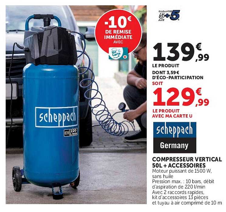 COMPRESSEUR VERTICAL 50L + ACCESSOIRES