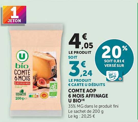 COMTÉ AOP 6 MOIS AFFINAGE U BIO