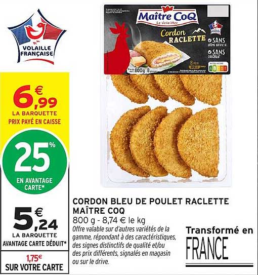 CORDON BLEU DE POULET RACLETTE MAÎTRE COQ