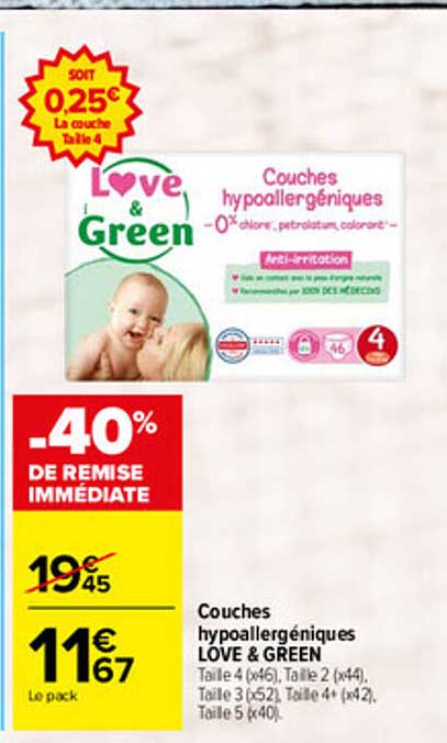 Couches hypoallergéniques LOVE & GREEN