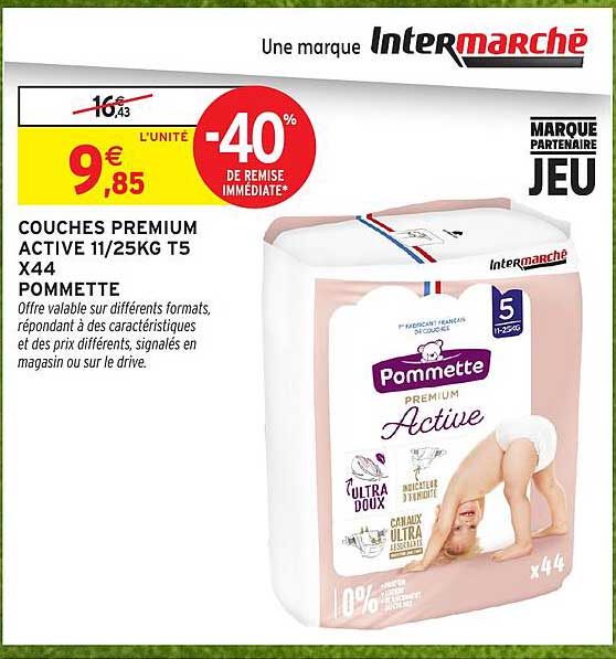 COUCHES PREMIUM ACTIVE 11/25KG T5 X44 POMMETTE