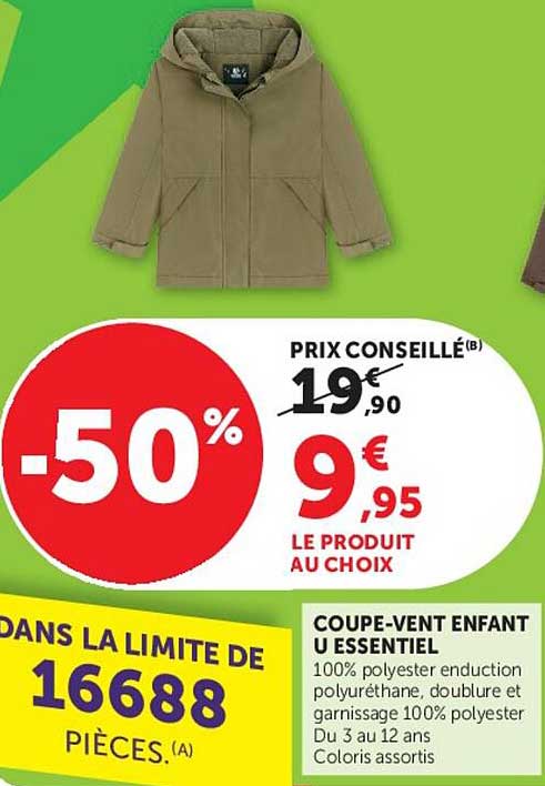 COUPE-VENT ENFANT U ESSENTIEL