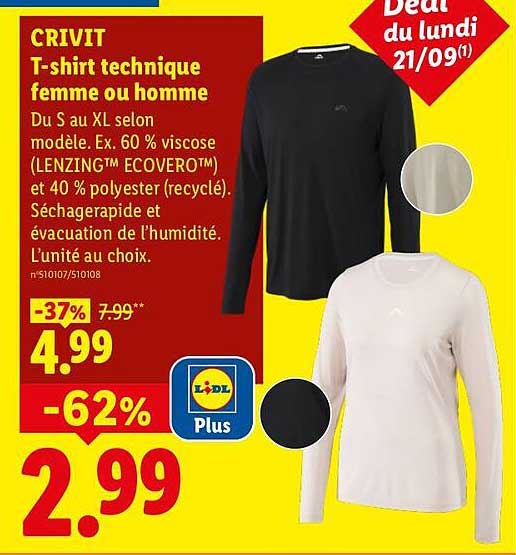 CRIVIT T-shirt technique femme ou homme