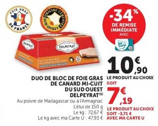 DUO DE BLOC DE FOIE GRAS DE CANARD MI-CUIT DU SUD-OUEST DELPEYRAT