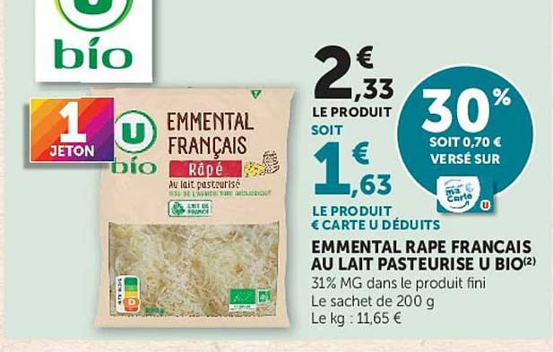 EMMENTAL RAPE FRANCAIS AU LAIT PASTEURISE U BIO