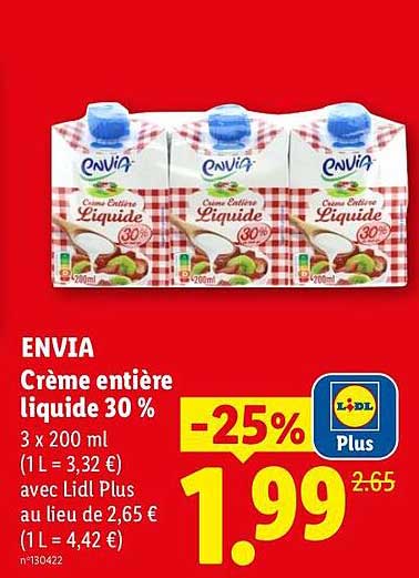 ENVIA Crème entière liquide 30 %