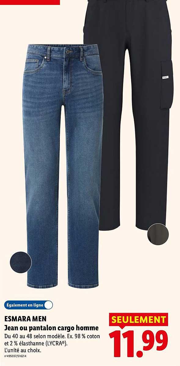 ESMARA MEN Jean ou pantalon cargo homme