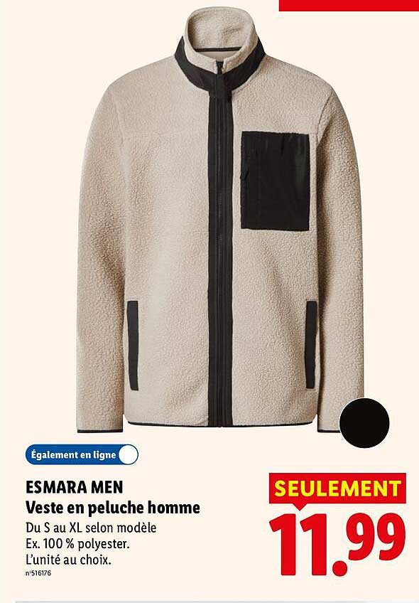 ESMARA MEN Veste en peluche homme