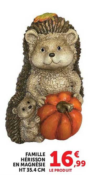 FAMILLE HÉRISSON EN MAGNÉSIE HT 35.4 CM