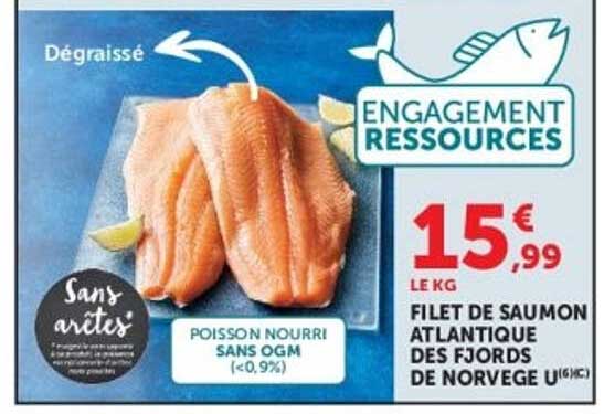 FILET DE SAUMON ATLANTIQUE DES FJORDS DE NORVEGE U/6(1KG)