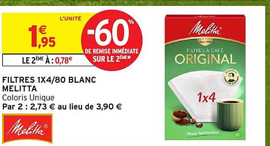 FILTRES 1X4/80 BLANC MELITTA
