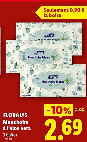 FLORALYS Mouchoirs à l’aloe vera 3 boîtes n°210352