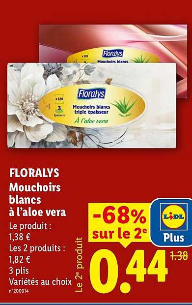 FLORALYS Mouchoirs blancs à l’aloe vera