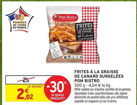 FRITES A LA GRAISSE DE CANARD SURGELÉES POM BISTRO 500 g