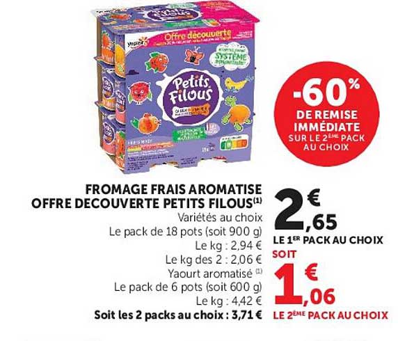FROMAGE FRAIS AROMATISÉ OFFRE DÉCOUVERTE PETITS FILOUS