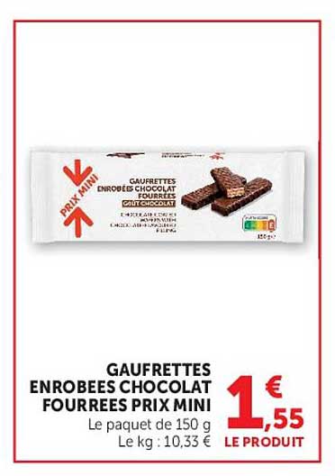 GAUFRETTES ENROBEES CHOCOLAT FOURREES PRIX MINI