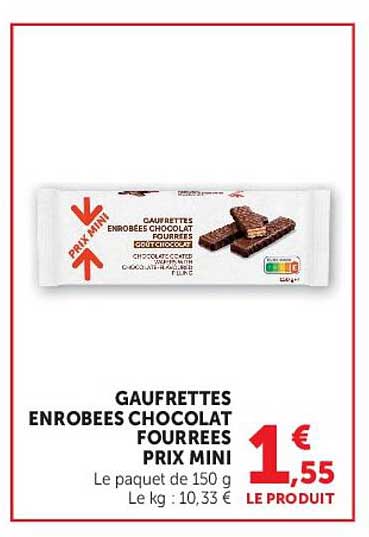 GAUFRETTES ENROBEES CHOCOLAT FOURREES PRIX MINI