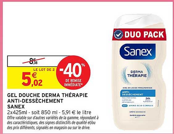 GEL DOUCHE DERMA THÉRAPIE ANTI-DESSÈCHEMENT SANEX