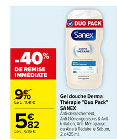 Gel douche Derma Thérapie "Duo Pack" SANEX