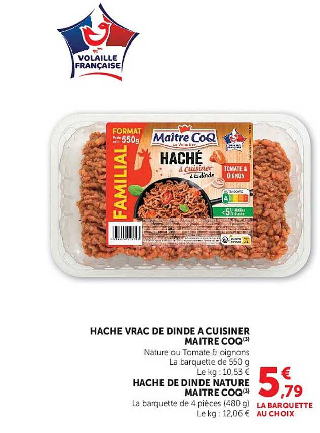 HACHE VRAC DE DINDE A CUISINER MAITRE COQ